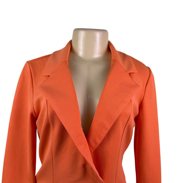 Asos Womens Orange Polyester Blazer Double Breasted Long Sleeve Size US 6