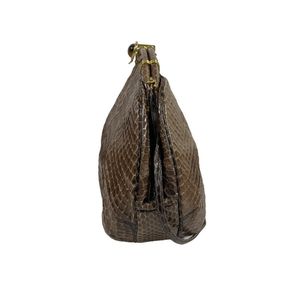 Judith Leiber Women's Brown Snake Skin & Wristlet Combo crossbody Bag Sz M