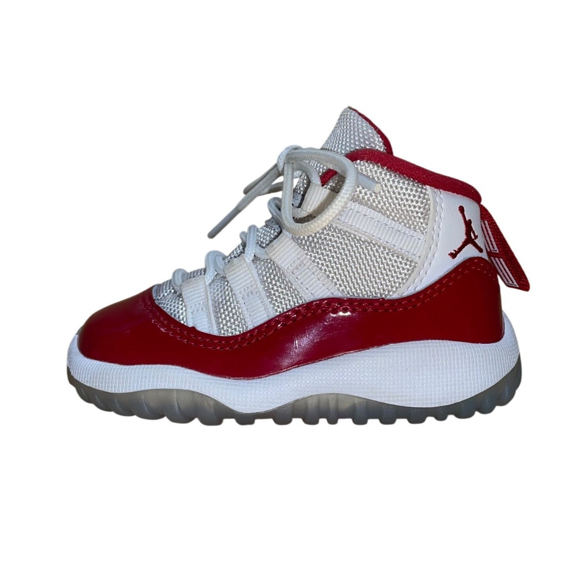 Air Jordan Kids White & Red Patent Leather High-Top Retro 11 Crib Shoes Size 5C