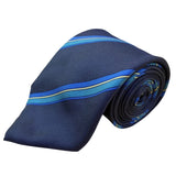 Geoffrey Beene Mens Navy Blue 100% Silk Striped Tie Classic Accessory