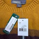 Commerce Mens Yellow Burgundy Blue Cotton Blend Crewneck Colorblock Sweater Sz L