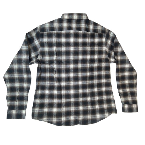 Men's Brown Plaid Button Up Long Sleeve Shirt Sz XXL