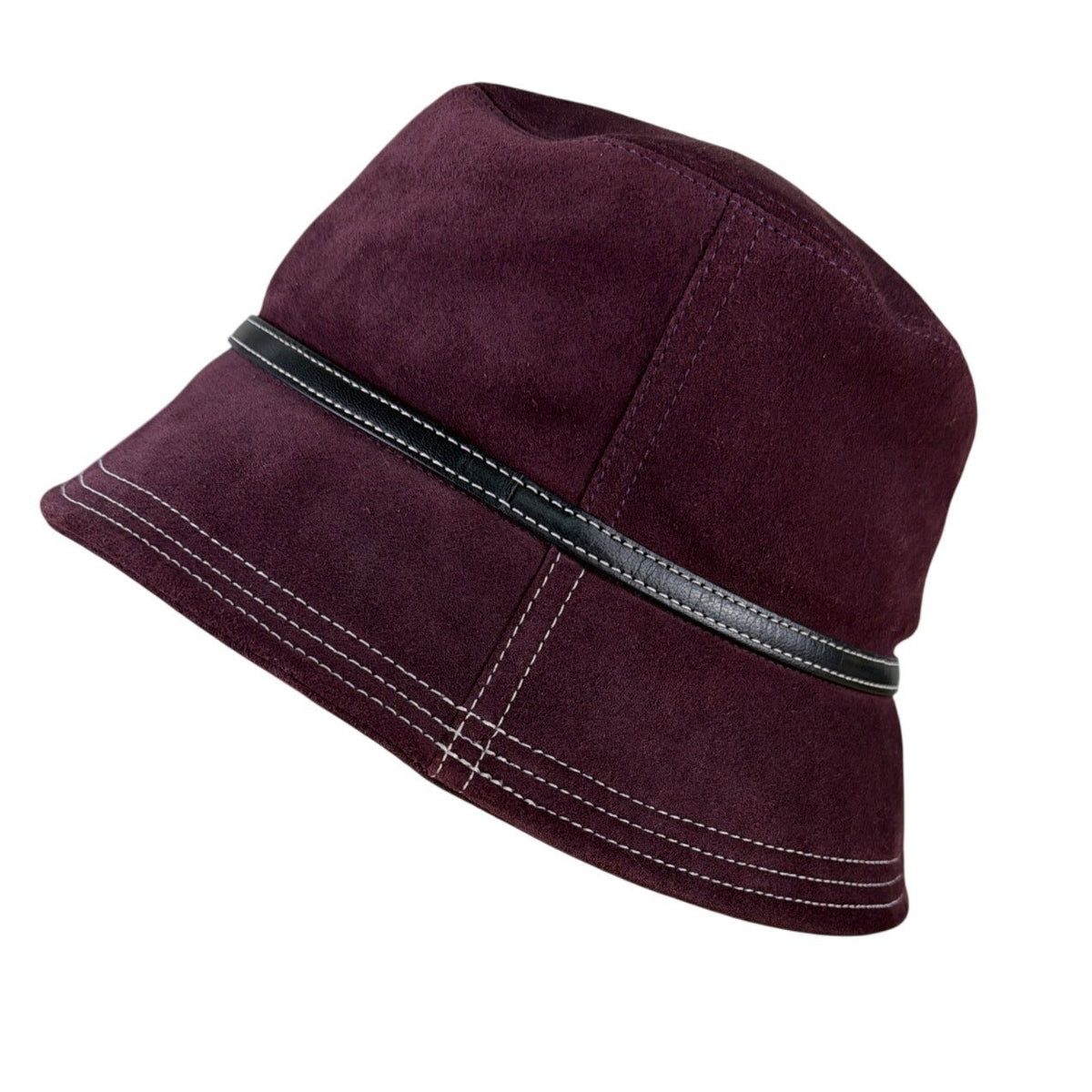 Coach Womens Burgundy Leather Bucket Hat M/L Adjustable Stylish Design