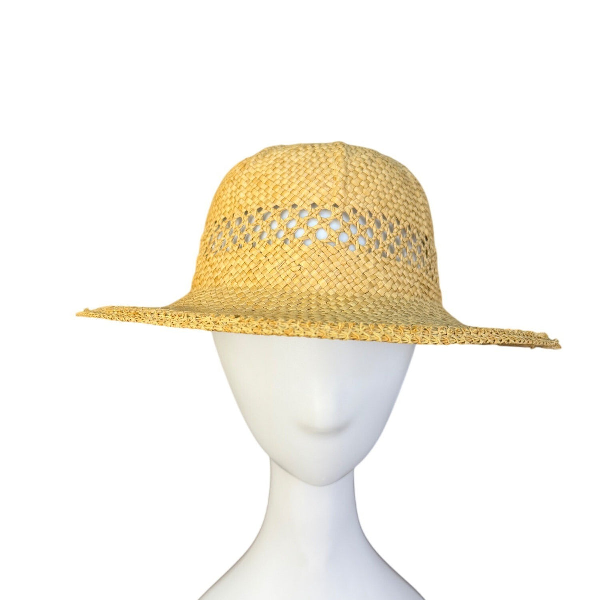 Woven Straw Unisex Natural Sun Hat Breathable Design Ventilated Crown 