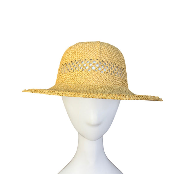 Woven Straw Unisex Natural Sun Hat Breathable Design Ventilated Crown 