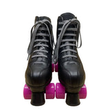 Black Unisex With Pink Wheels Lace Up High Top Roller Skates Size 42