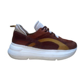 Velez Artisan Women’s Brown & Yellow Leather & Suede Lace Up Casual Sneakers
