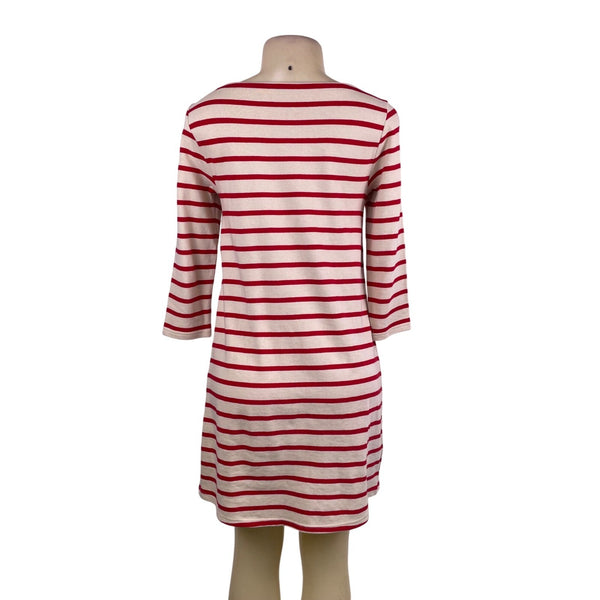 Lilla  P Womens Red / White Striped Dress 3/4 Sleeve Pockets Casual Sz XS