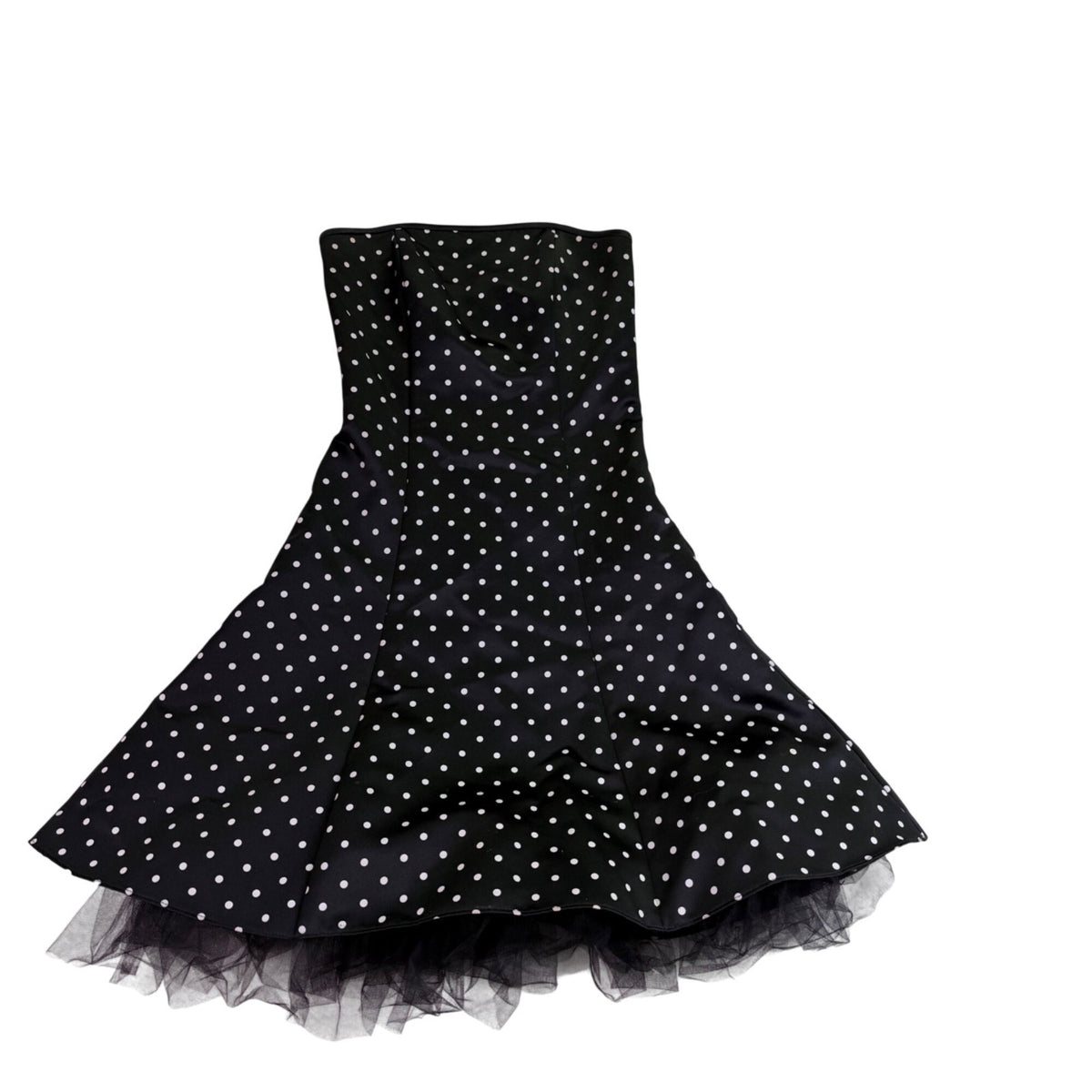 Jessica Mcclintock Womens Black Strapless Polka Dot Fit & Flare Dress Size 1/2