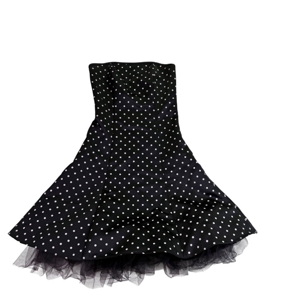 Jessica Mcclintock Womens Black Strapless Polka Dot Fit & Flare Dress Size 1/2