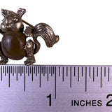 Vintage Silver Tone Animal Brooch Jelly Belly Stone Squirrel Retro Pin Jewelry