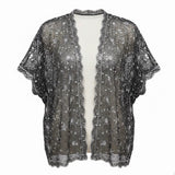 Dreamkeeper Collection Womens Black Sheer Kimono Stars Embellished Open Front OS