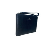 Coach Women’s Black Leather Wristlet Zipper Closure Compact Interior Pocket