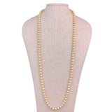 Marvella Womens Gold Tone Faux Pearl Long Necklace Elegant Beaded Strand