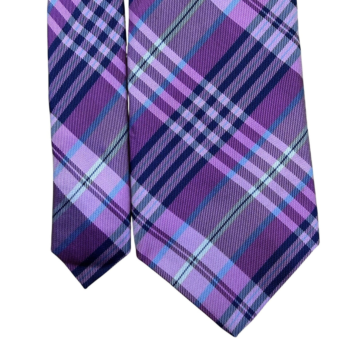 Covington Mens Purple Silk Plaid Necktie Classic Formal Dry Clean Only