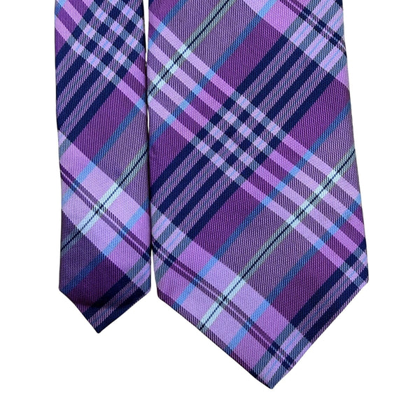 Covington Mens Purple Silk Plaid Necktie Classic Formal Dry Clean Only