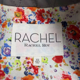 Rachel Roy Womens Grey Flared Trench Coat With Floral Lining Size XS