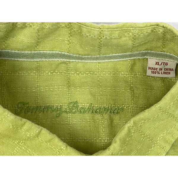 Tommy Bahama Men's Green Lime Button Up Long Sleeve Linen Shirt Sz XL