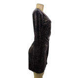 Robbie Bee Womens Black Animal Print Long Sleeve Wrap Dress Size S