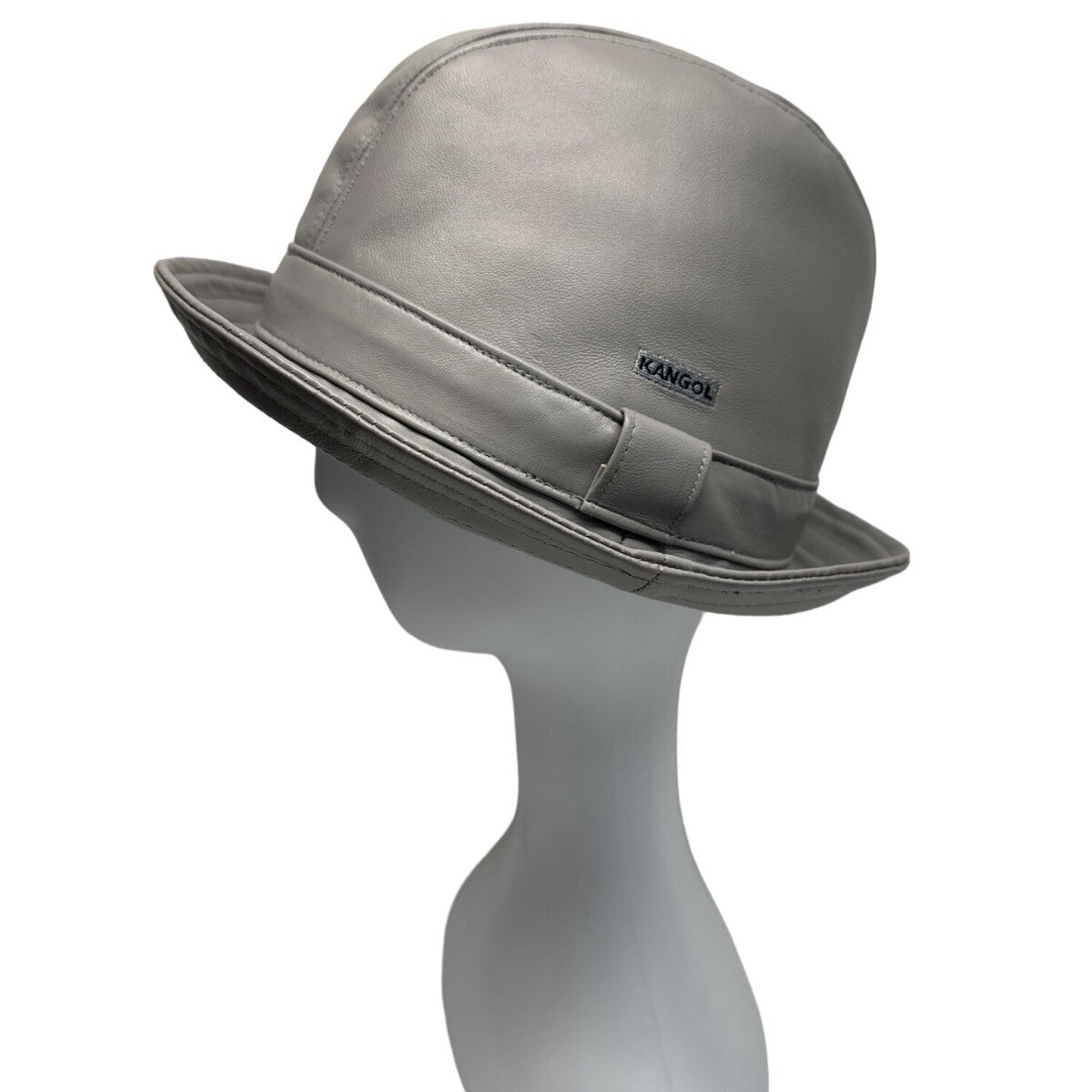 Vintage Kangol Unisex Gray Leather Fedora Hat Sz L -  17in Head Cirunmference