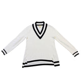 Michael Kors Womens White & Black  V-Neck Sweater Top Size S