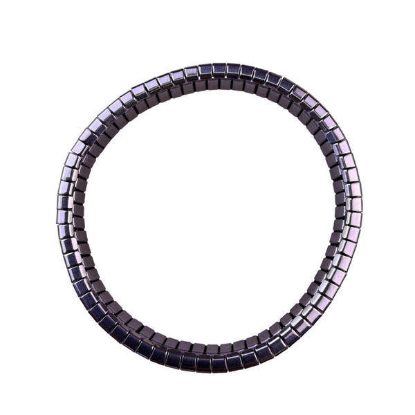 Speidel Silver Tone Stainless Steel Stretch Bracelet Double Row Rhinestones