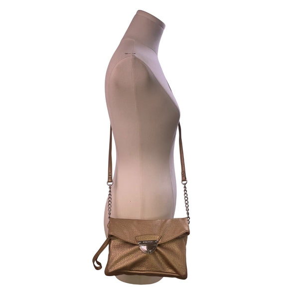 Nine West Women’s Bronze Faux Leather With Crossbody Strap Clutch Bag