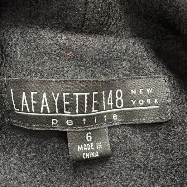 Lafayette 148 Womens Black Wool Ruffled Blazer Button Front Size 6P