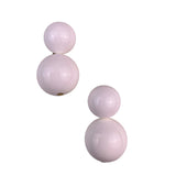 Vintage Pasing Gold Tone White Accent Earrings Double Ball Stud Retro