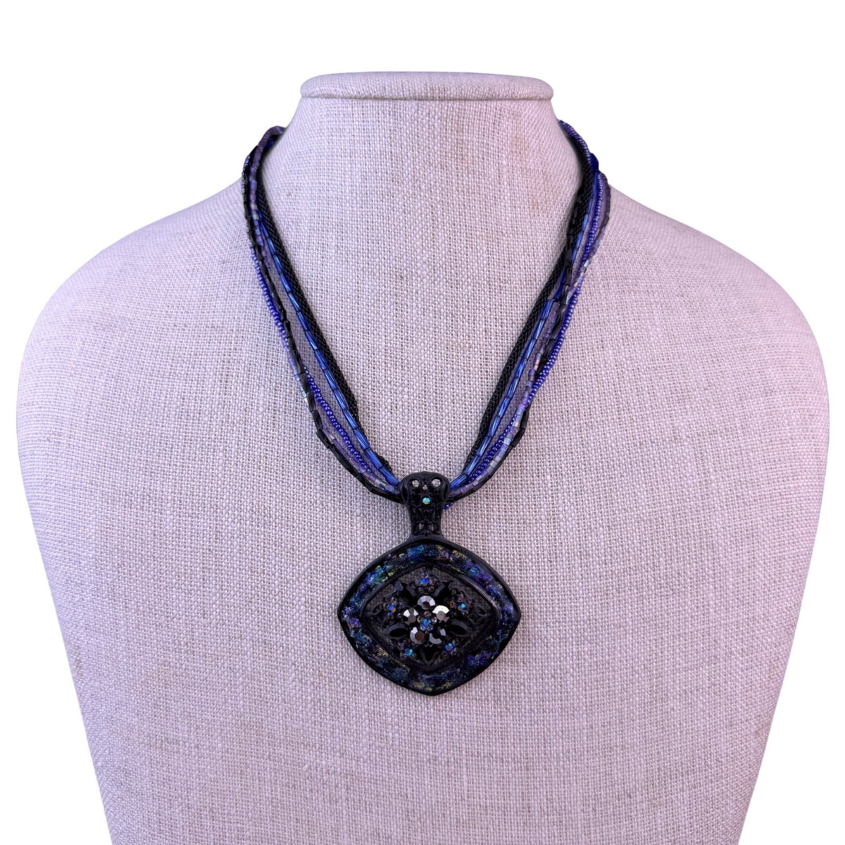 Chicos Womens Multi-Color Resin & Glass Statement Necklace