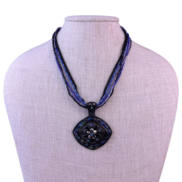 Chicos Womens Multi-Color Resin & Glass Statement Necklace