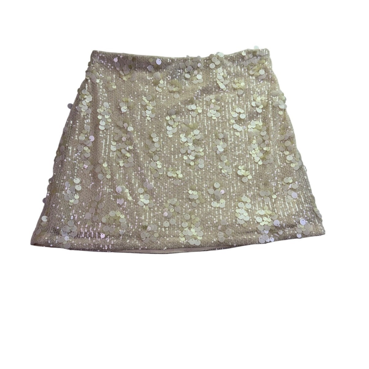 Kenneth Cole Women Beige Sequin Mini Skirt Polyester Blend Size M