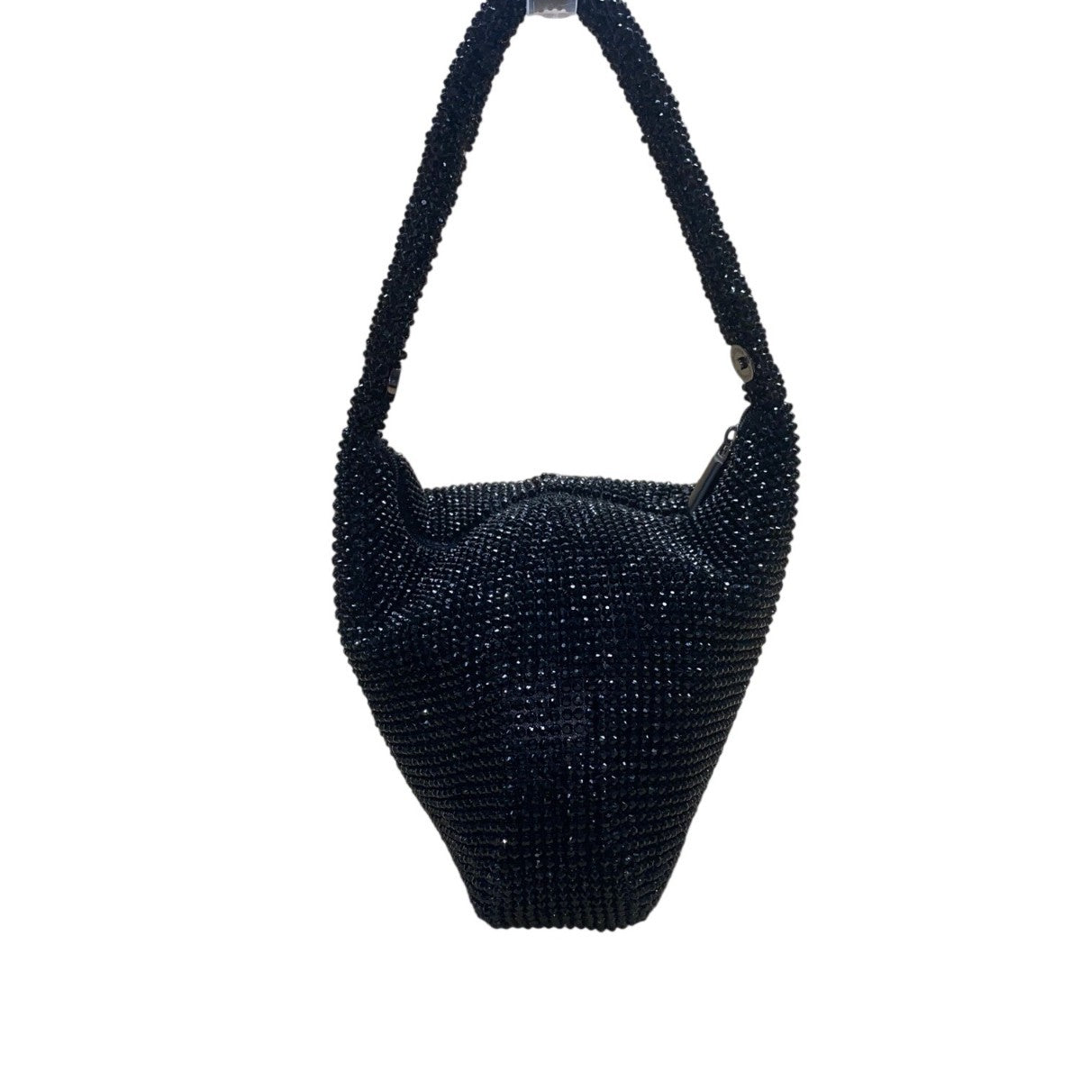 Black Beaded Women’s Hobo Style Clutch Bag With Satin Lining
