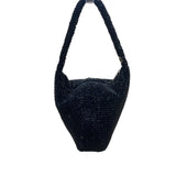 Black Beaded Women’s Hobo Style Clutch Bag With Satin Lining