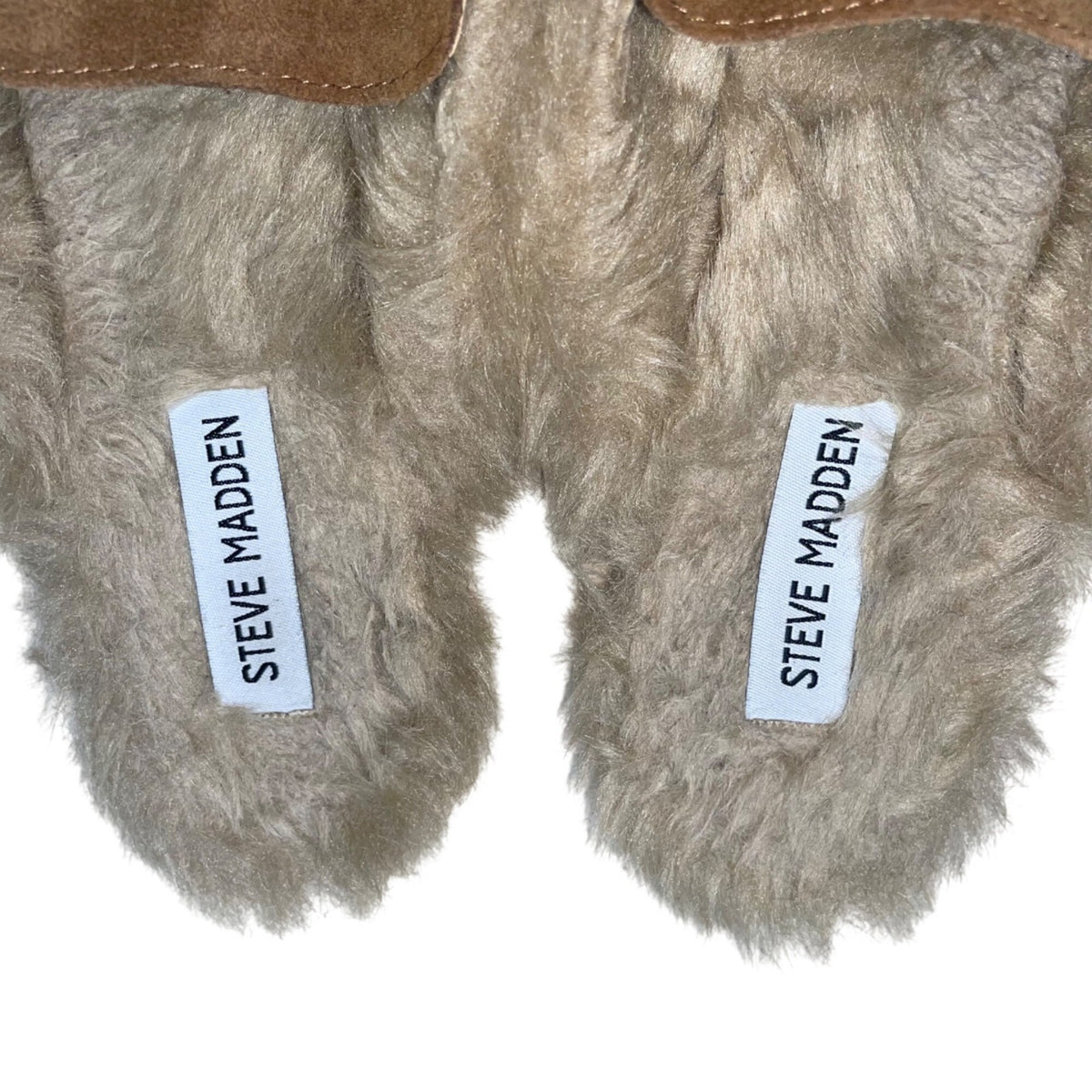 Steve Madden Women’s Brown Faux Fur Lined Chain Accent Loafer Mules Size 7.5M