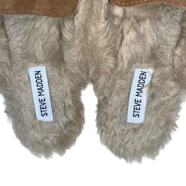 Steve Madden Women’s Brown Faux Fur Lined Chain Accent Loafer Mules Size 7.5M