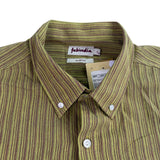 Fabindia Mens Green Striped Cotton Shirt Slim Fit Long Sleeve Size L - New