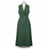 Jw Anderson Women’s Green Cotton Sleeveless Belted Maxi Trench Dress XXS