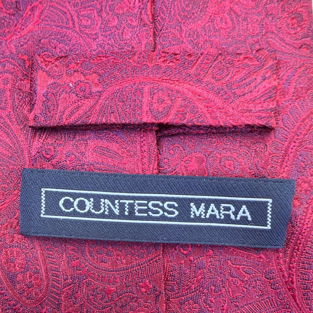 Countess Mara Mens Red Paisley Silk Handmade Necktie Luxurious Pattern