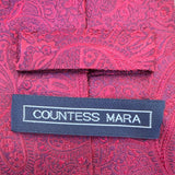 Countess Mara Mens Red Paisley Silk Handmade Necktie Luxurious Pattern