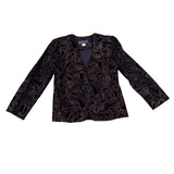 Norton McNaughton Petites Black & Gold Velvet Paisley Blazer Jacket Sz 6