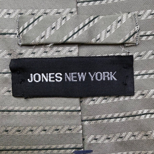 Jones New York Mens Gray 100% Silk Striped Necktie Elegant Pattern Classic Style
