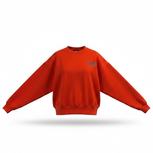 The North Face Womens Orange Cropped Long Sleeve Sweatshirt Logo Casual Sz XS