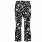 White House Black Market Womens Black Floral Flare Crop Pants Size 10