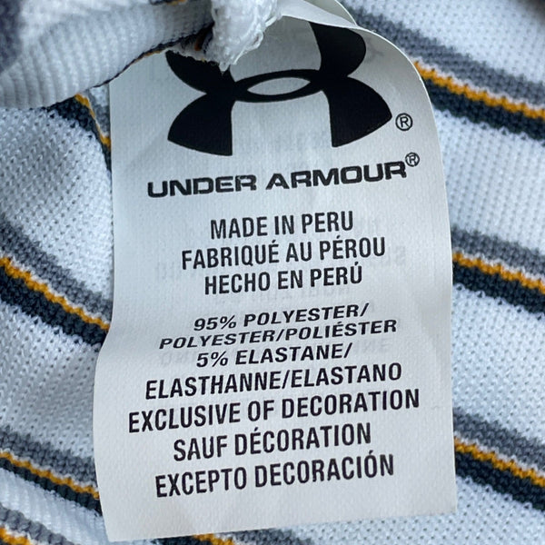 Under Armour Men's White Striped Heatgear Polo Shirt With Loose Fit Sz 2XL
