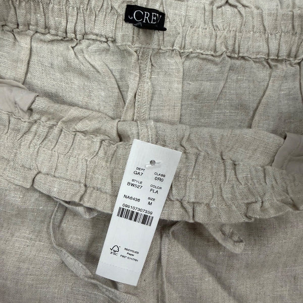 J.Crew Mens Natural Linen Elastic Waist Relaxed Pants Beige Lightweight Size M
