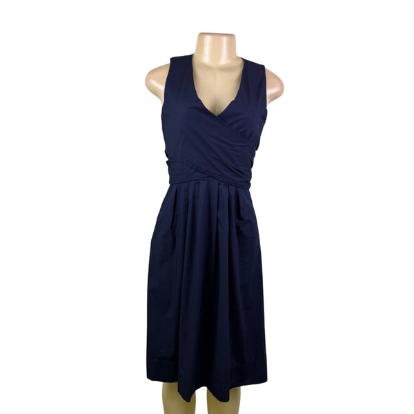 J. By J.Crew Women’s Navy Cotton Blend Sleeveless Wrap Dress Casual Fit  Size 00