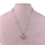 Aposhine Womens Silver Tone Rhinestone Heart Pendant Necklace With Chain Jewelry