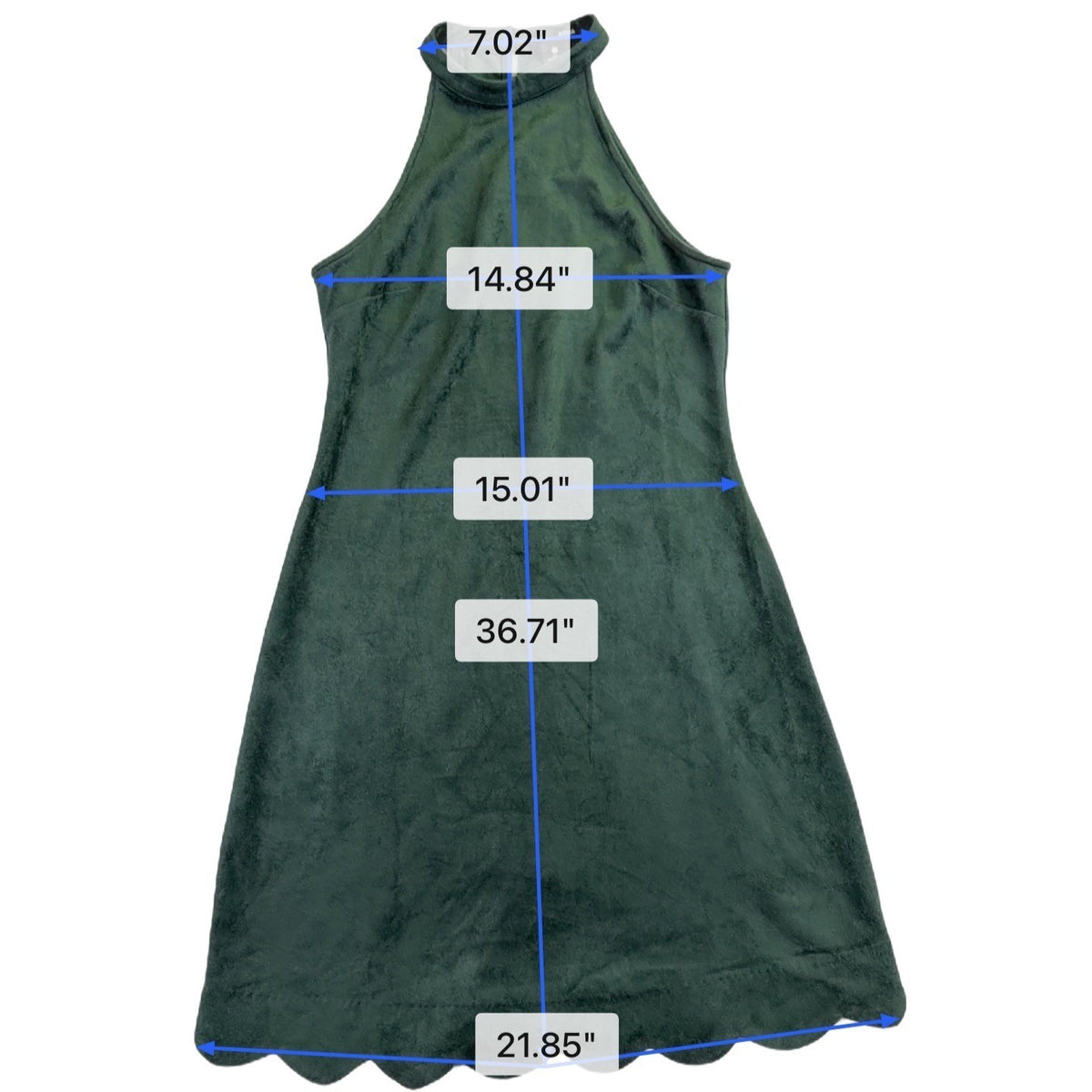 Aqua Womens Green Polyester/Spandex High Neck Halter Scallop Hemline Dress Sz M