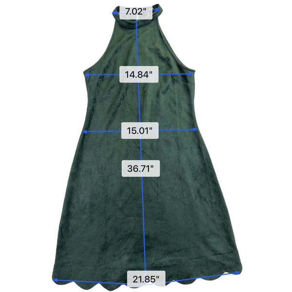 Aqua Womens Green Polyester/Spandex High Neck Halter Scallop Hemline Dress Sz M